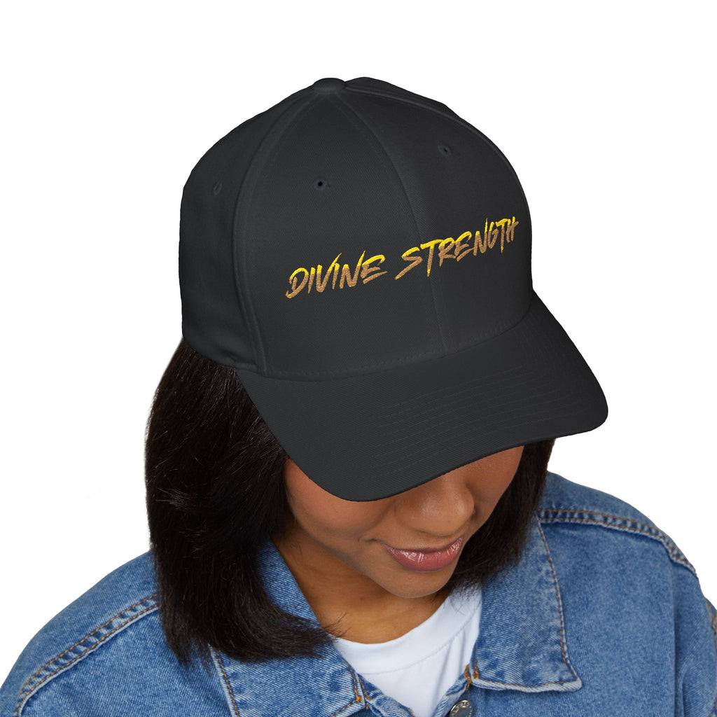 Decretive Font Divine Strength Cap- Black Stitch