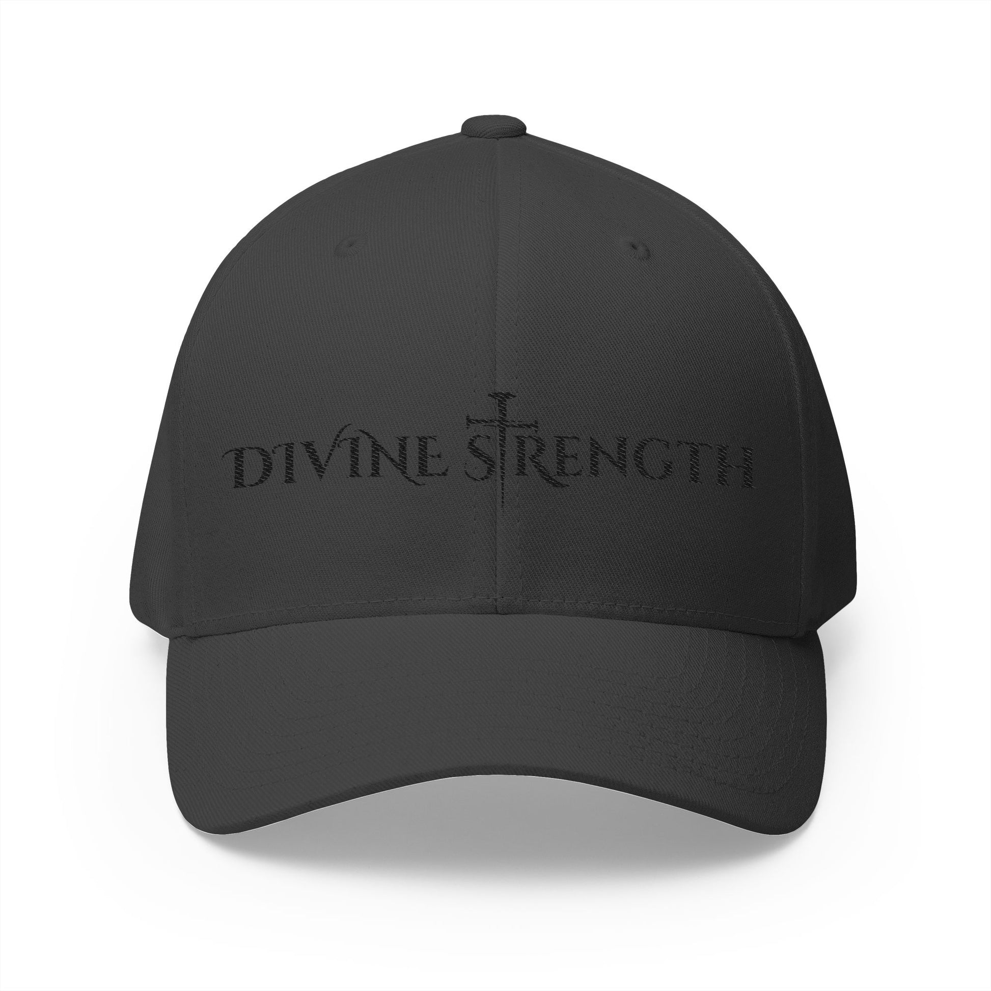 Decretive Font Divine Strength Cap- Black Stitch