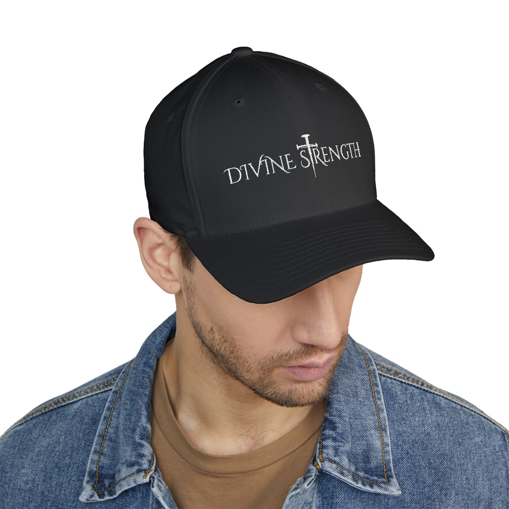 Decretive Font Divine Strength Cap- White Stitch