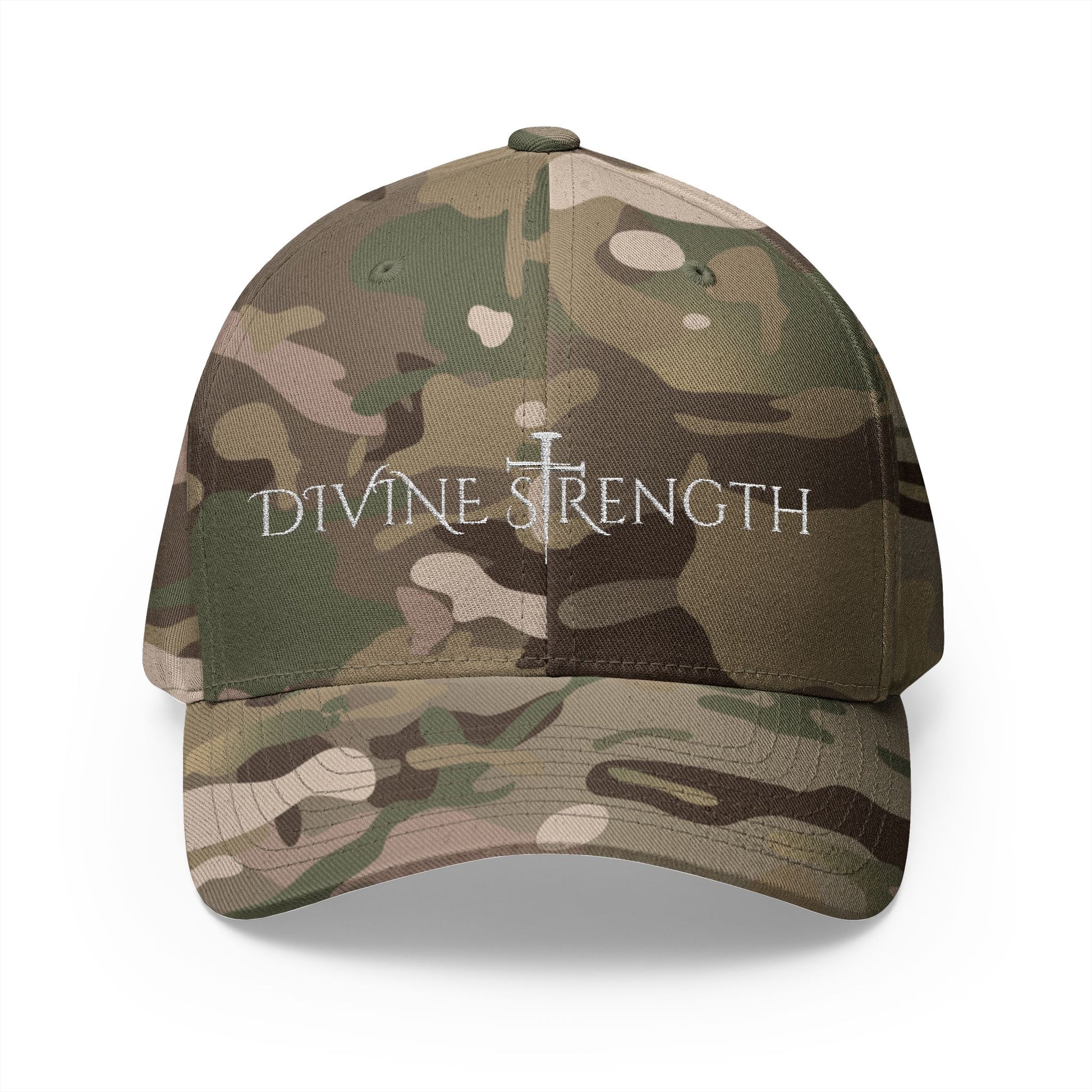 Decretive Font Divine Strength Cap- White Stitch