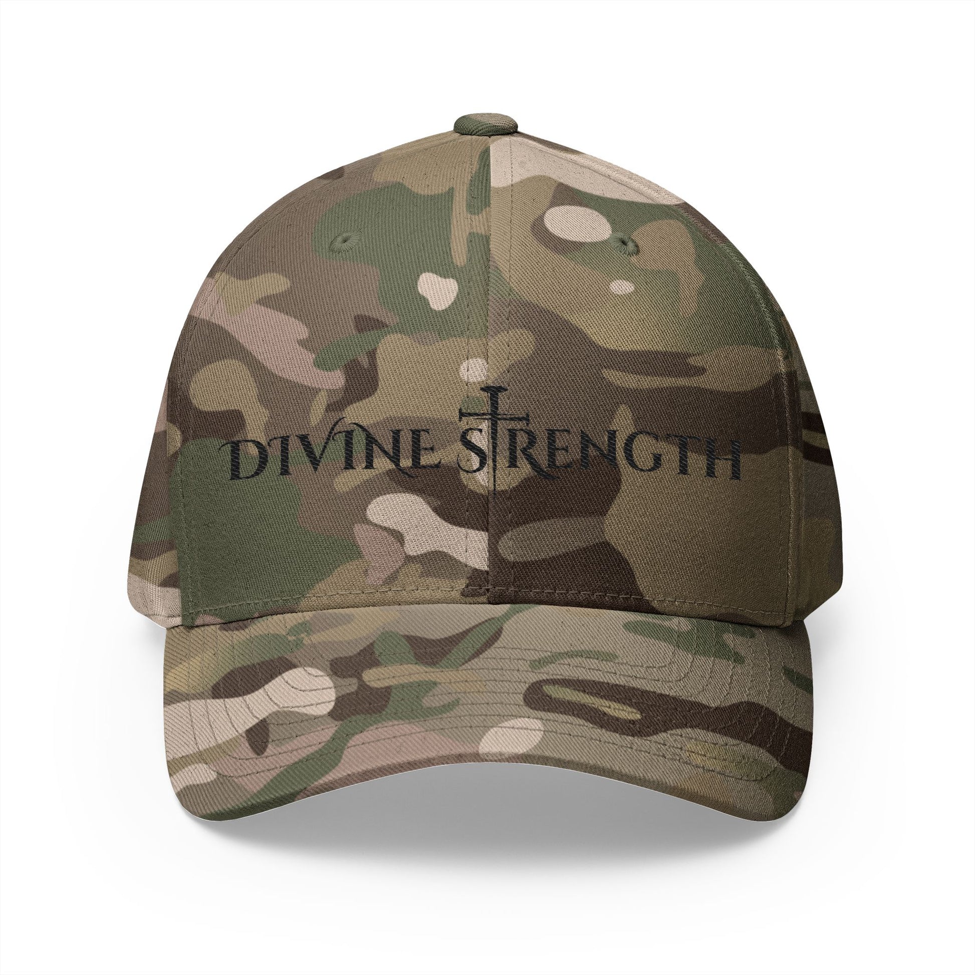 Decretive Font Divine Strength Cap- Black Stitch