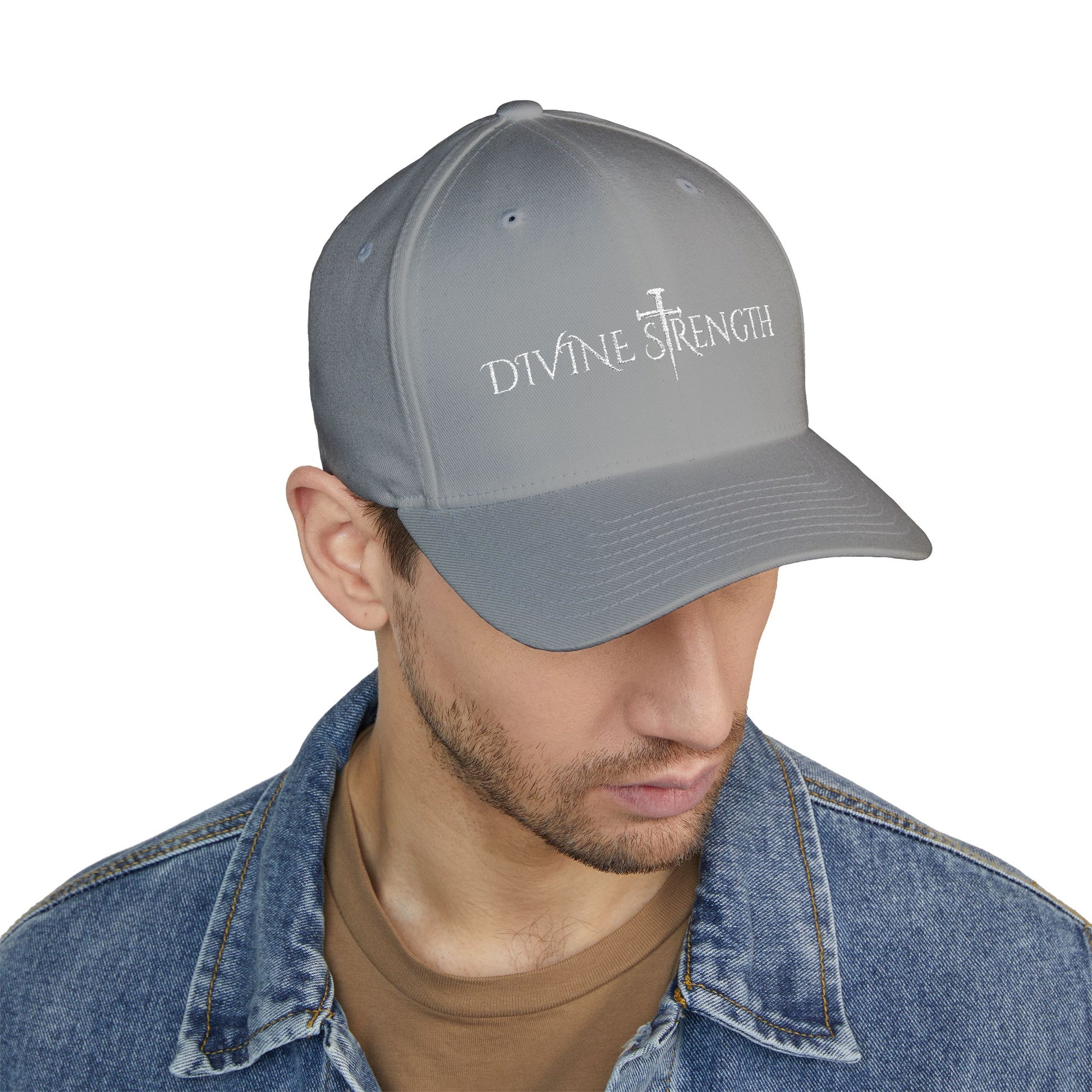 Decretive Font Divine Strength Cap- White Stitch
