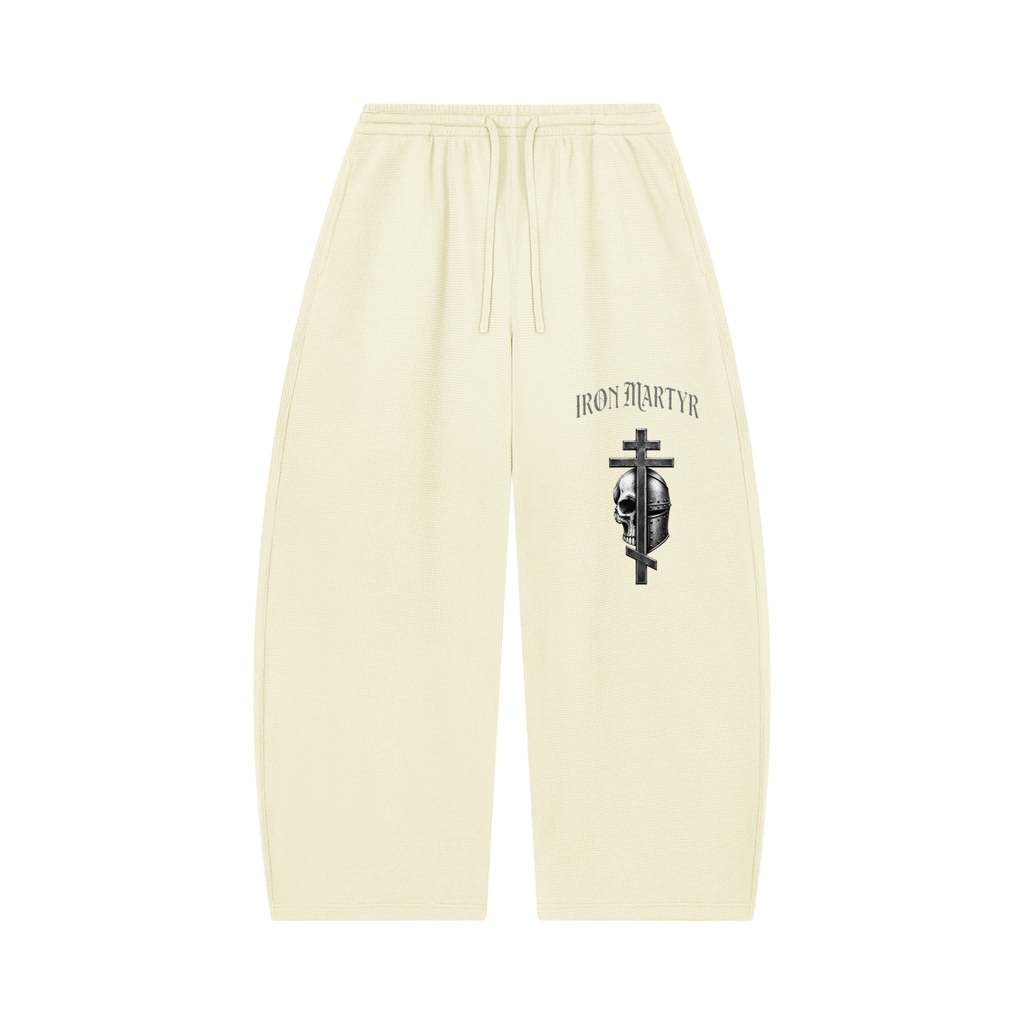 Unisex byzantine cross logo Waffle Barrel Leg Pants