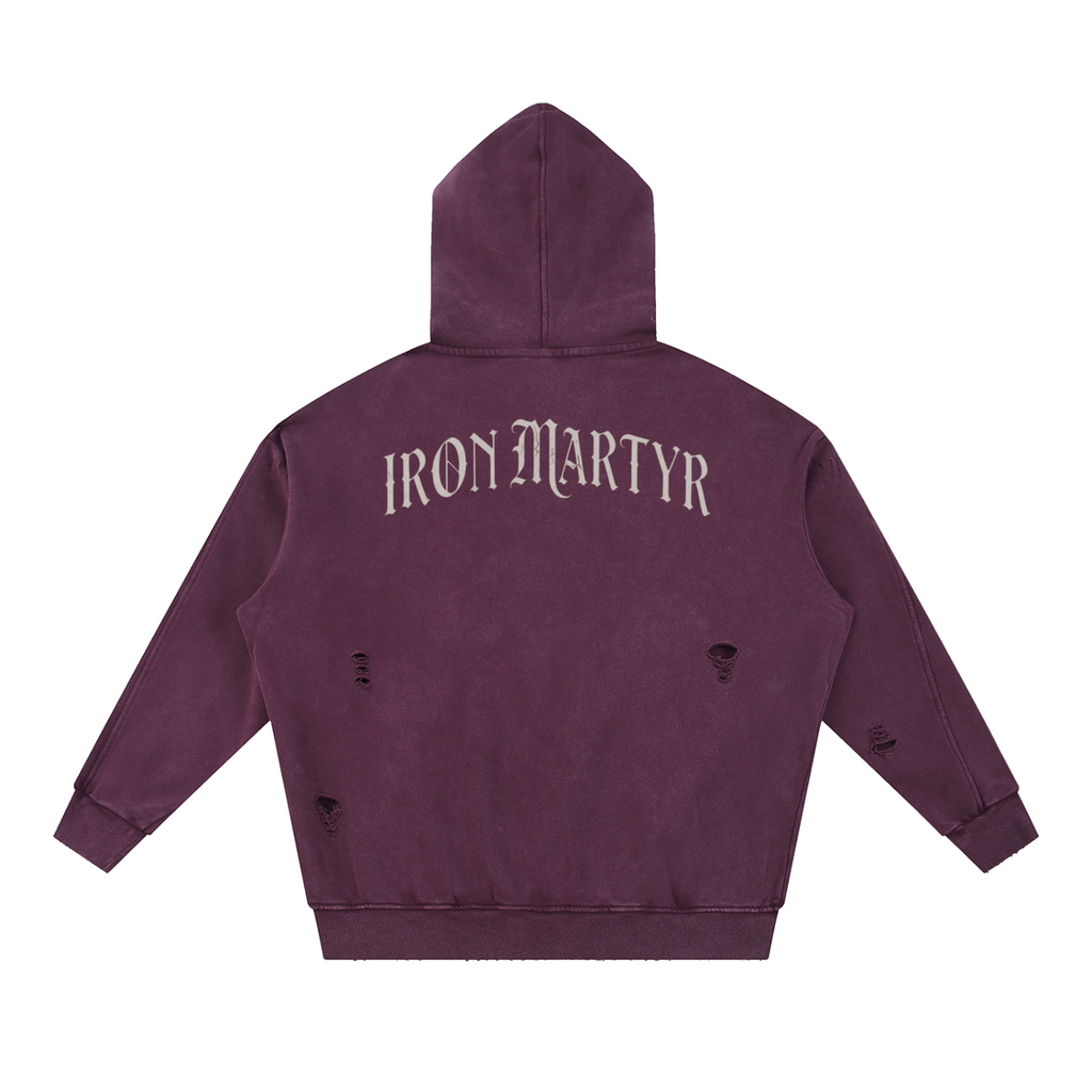 "EVIL LOST" Frayed Panel Hoodie