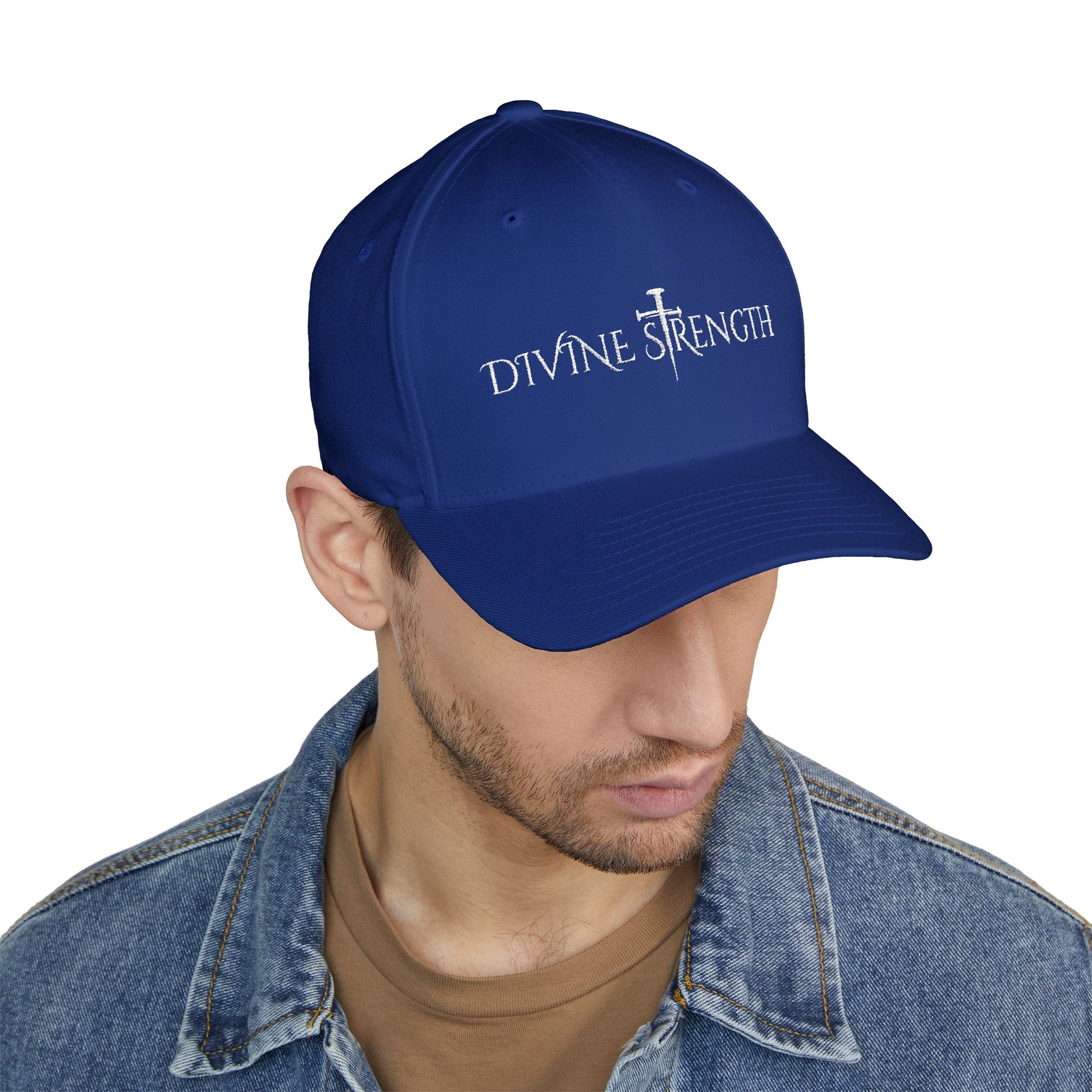 Decretive Font Divine Strength Cap- White Stitch