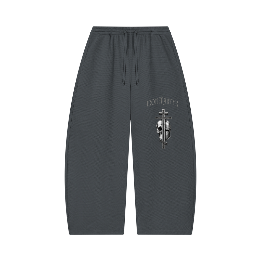 Unisex byzantine cross logo Waffle Barrel Leg Pants