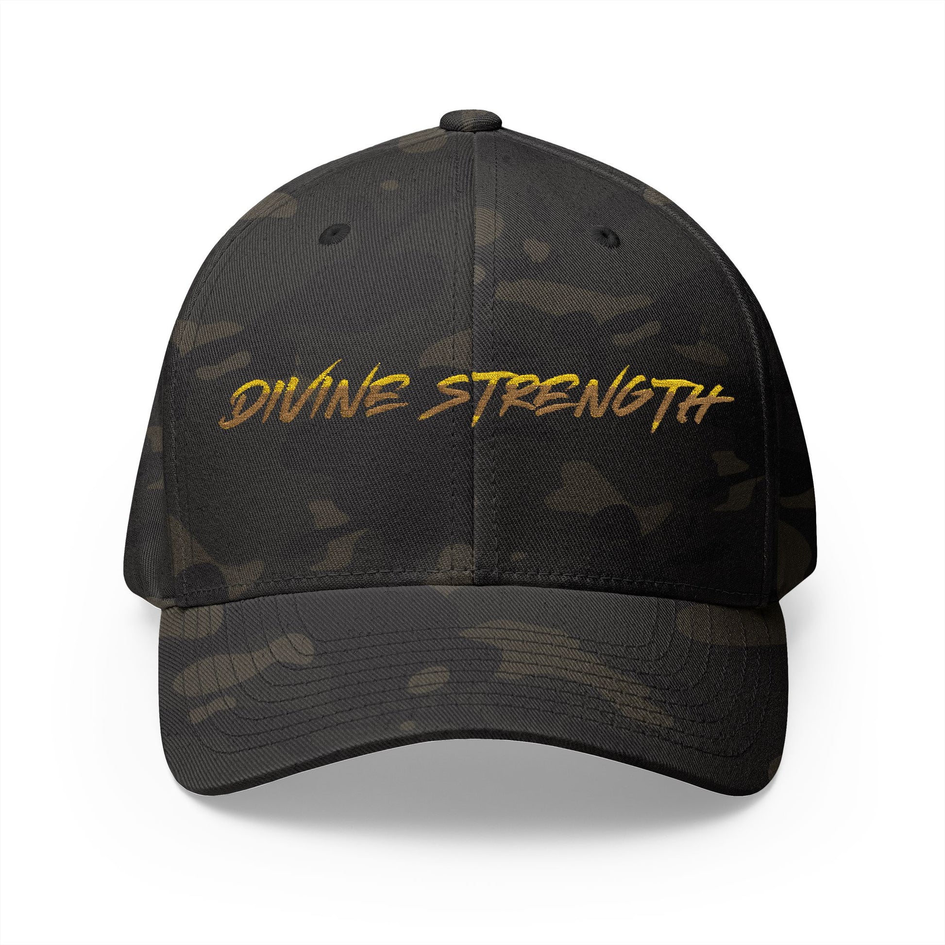 Decretive Font Divine Strength Cap- Black Stitch