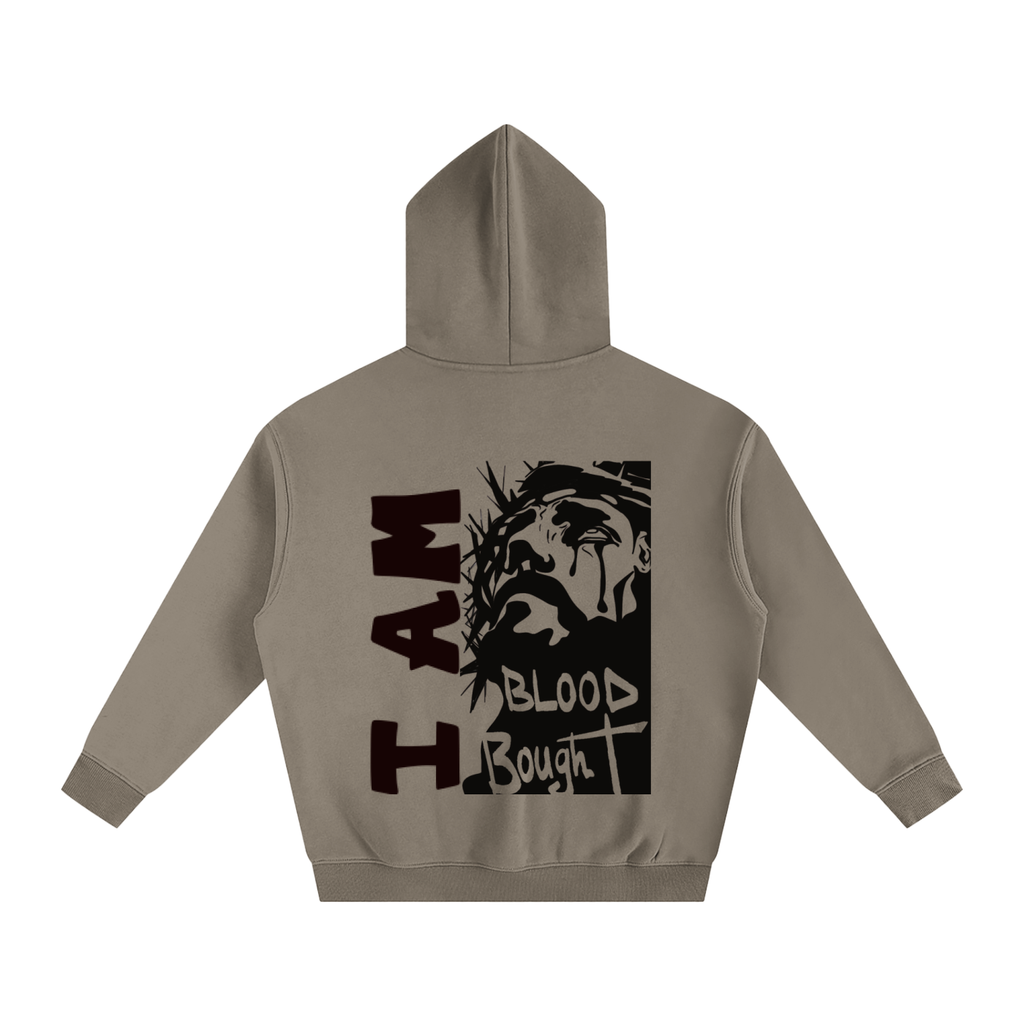Oversize Fleeced "I AM BLOOD BOUGHT" Hoodie
