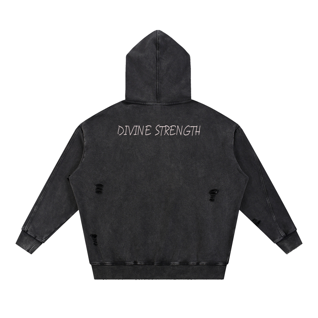 "EVIL LOST" Frayed Panel Hoodie