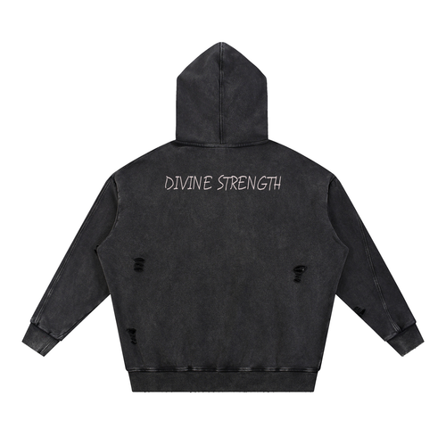 "EVIL LOST" Frayed Panel Hoodie