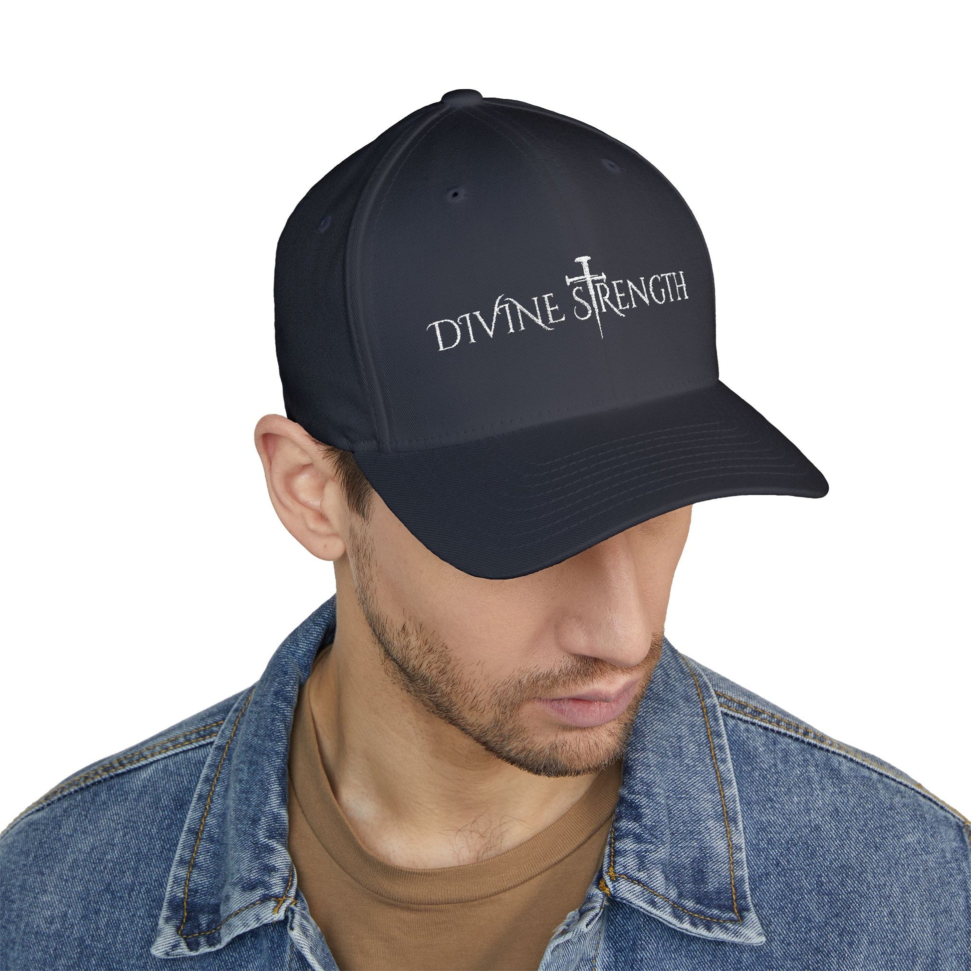 Decretive Font Divine Strength Cap- White Stitch