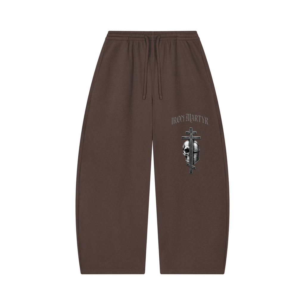 Unisex byzantine cross logo Waffle Barrel Leg Pants