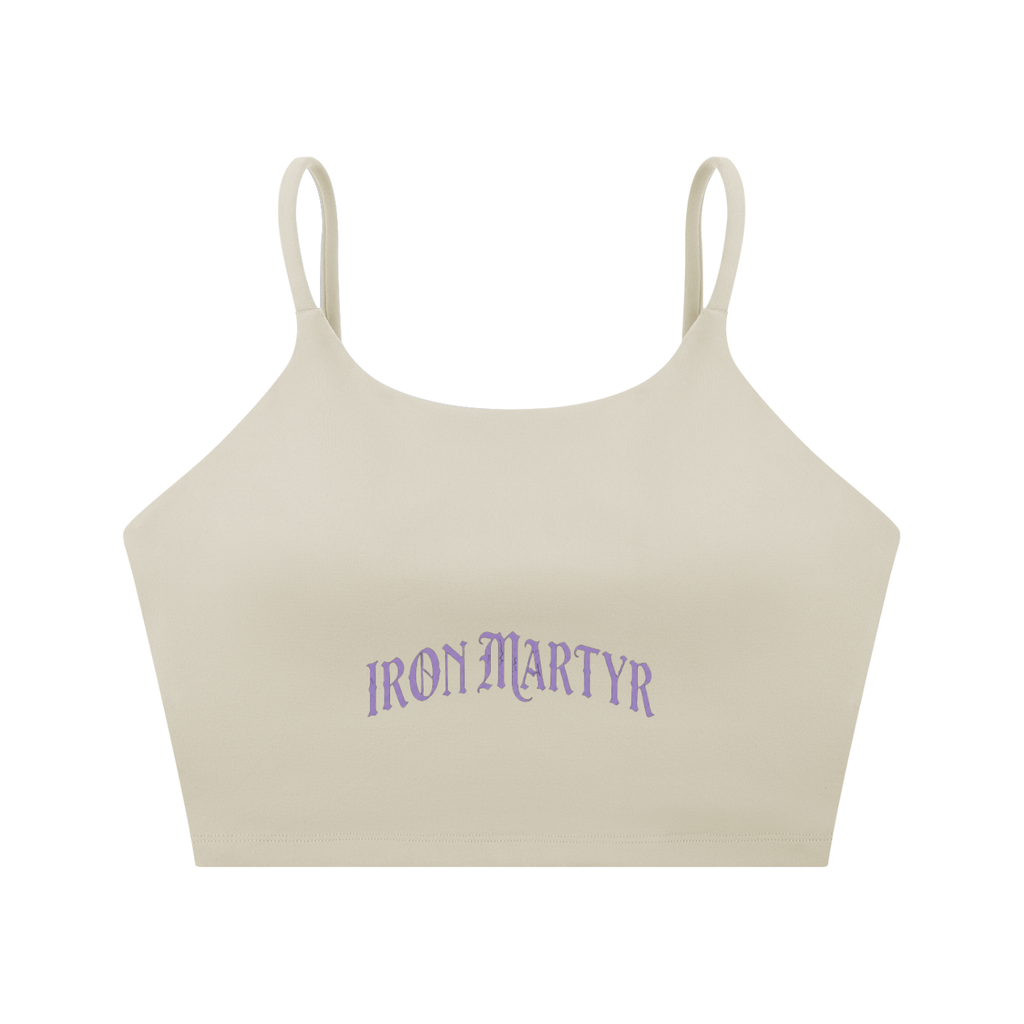 Purple Logo Spaghetti Strap Yoga Sports Bra