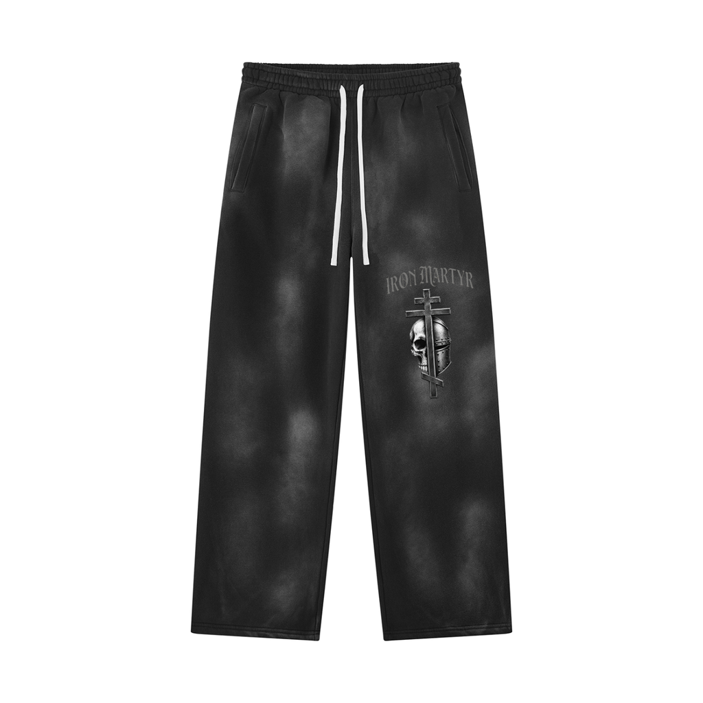 Unisex Byzantine Cross Logo Sunfade Wide Leg Fleece Sweatpants