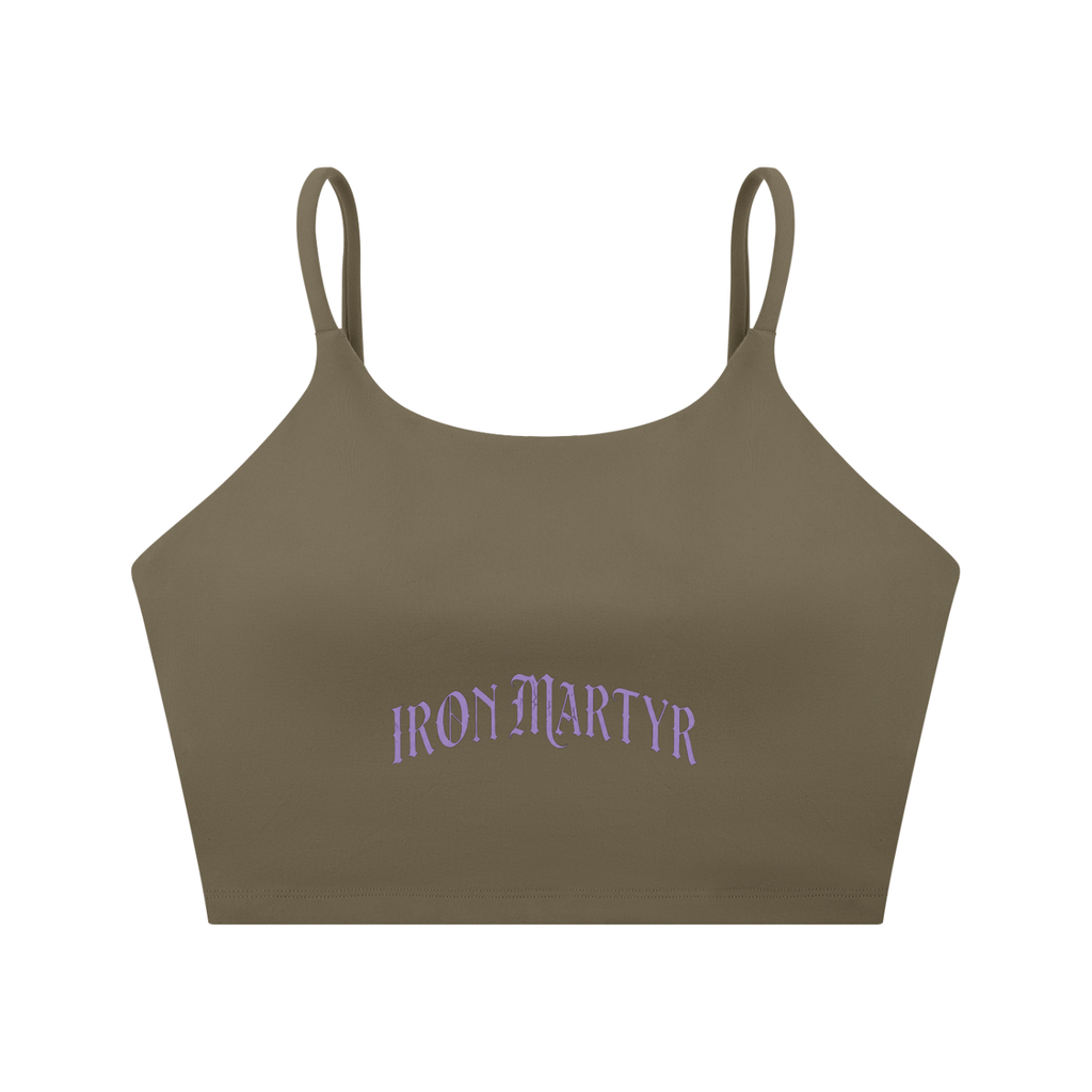 Purple Logo Spaghetti Strap Yoga Sports Bra