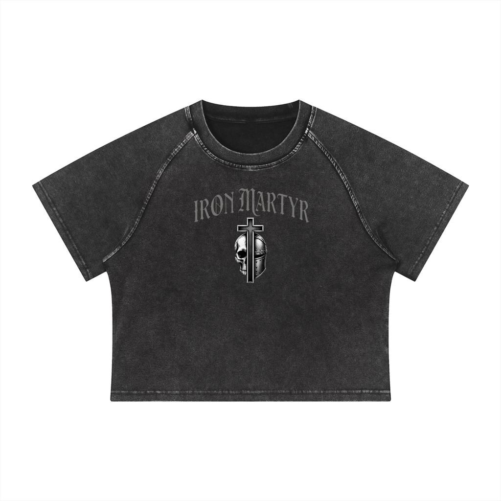 Women's Repent Mineral Wash Raglan Crop T-Shirt