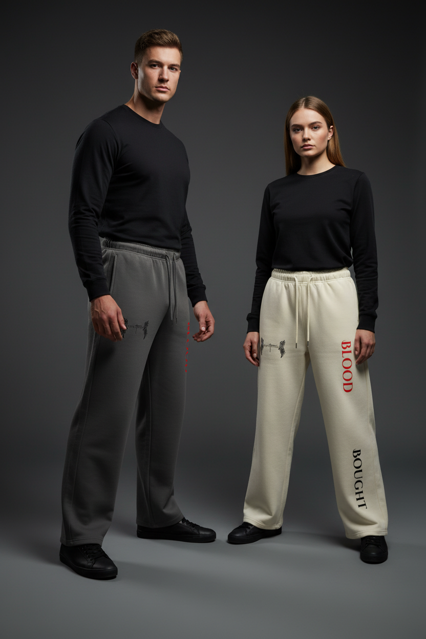 Blood Bought Pants — Grey & Cream Duo