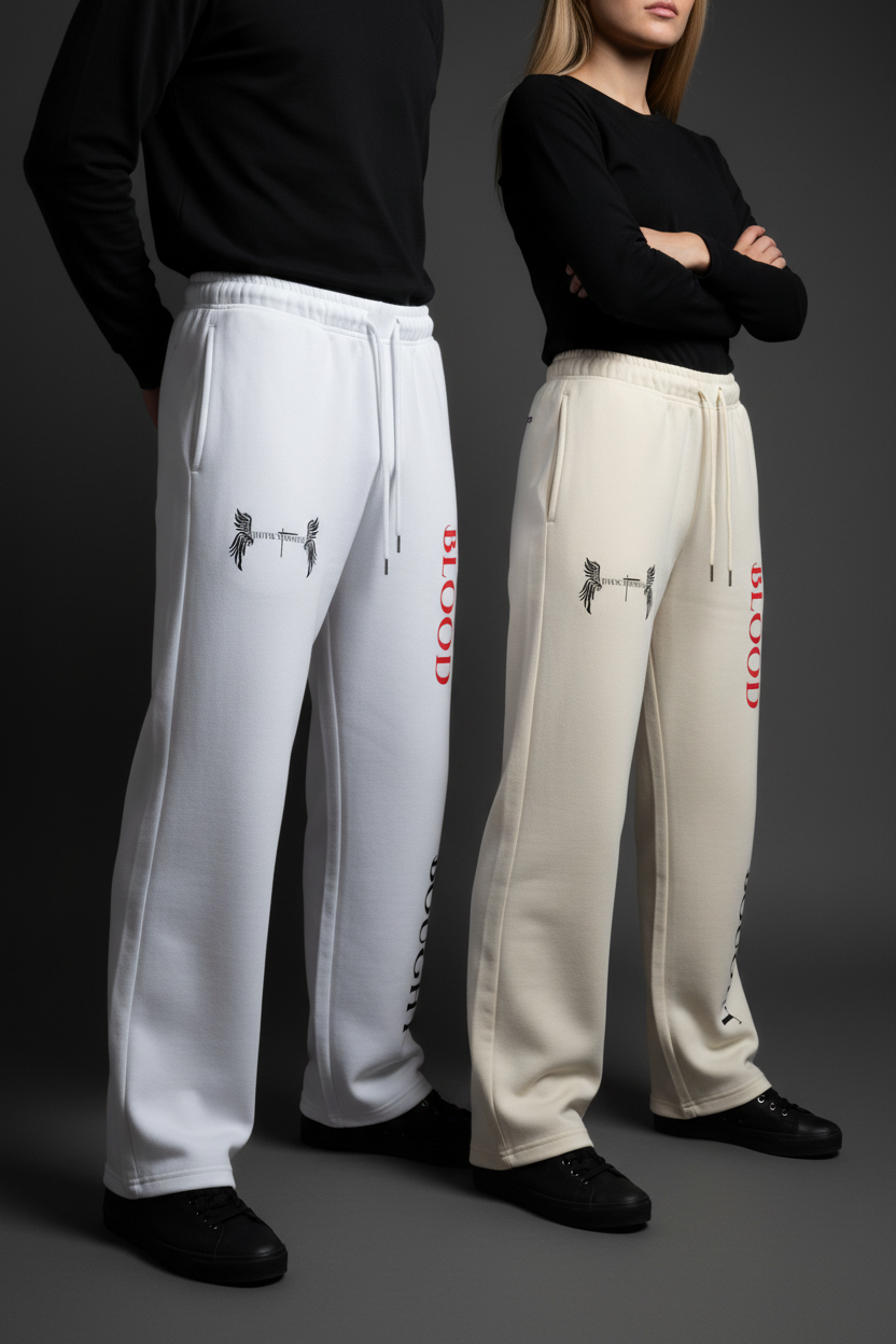 Blood Bought Pants — White & Cream Duo