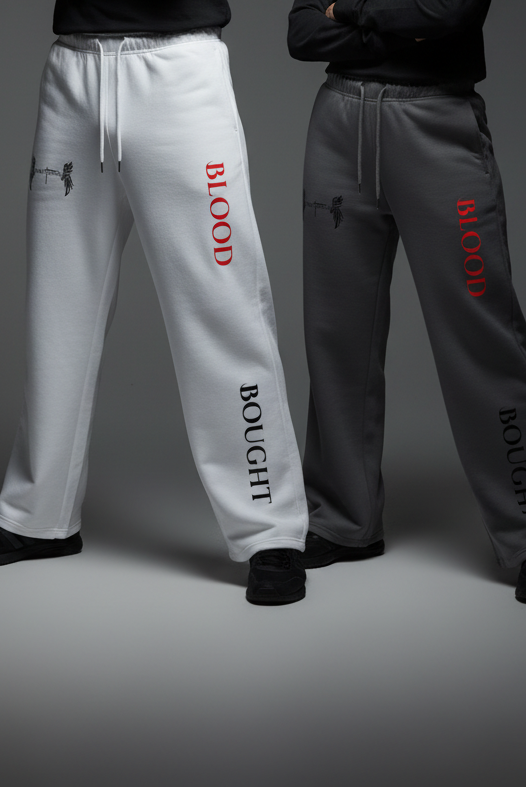 Blood Bought Pants — White & Grey Duo