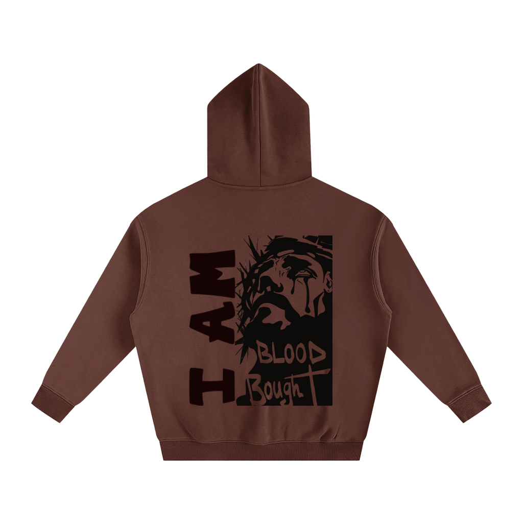 Oversize Fleeced "I AM BLOOD BOUGHT" Hoodie