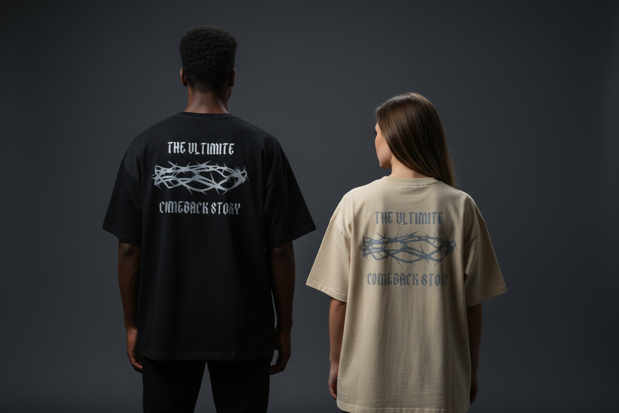 Comeback Story Drop Tee — Back Design Lifestyle