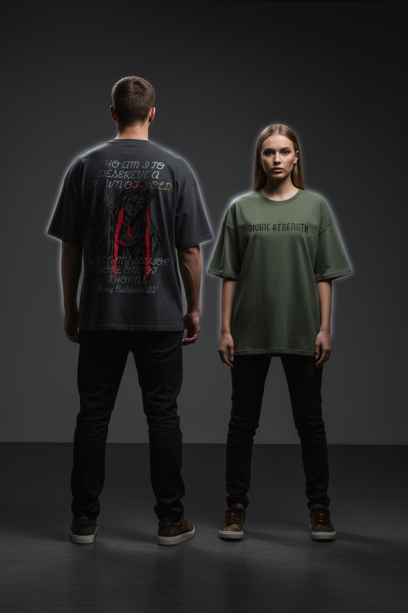 Crown of Gold — Full Shirt, Dark Gray & Green
