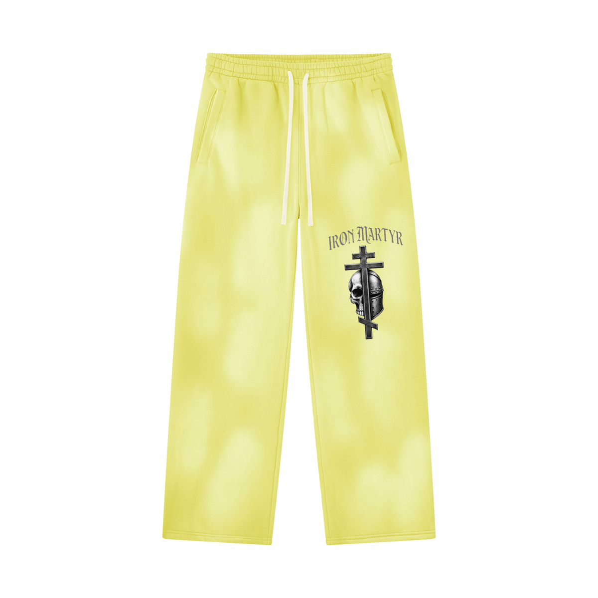 Unisex Byzantine Cross Logo Sunfade Wide Leg Fleece Sweatpants