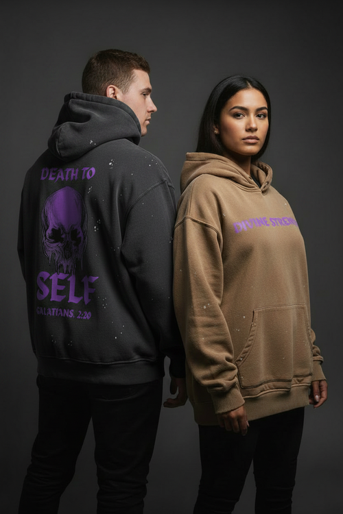 DEATH TO SELF - White Guy Black Hoodie Back