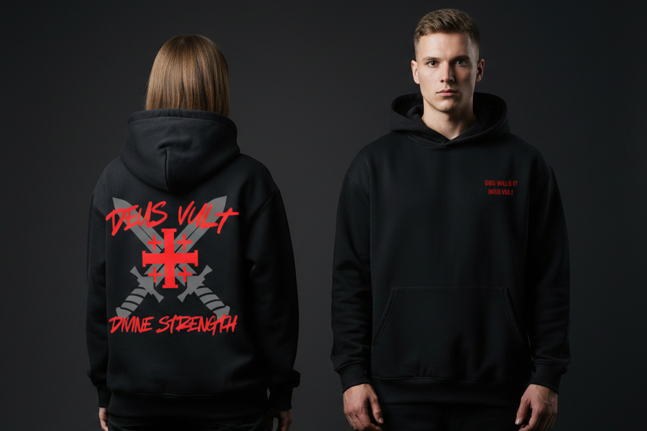 Deus Vult Box Hoodie - Front & Back