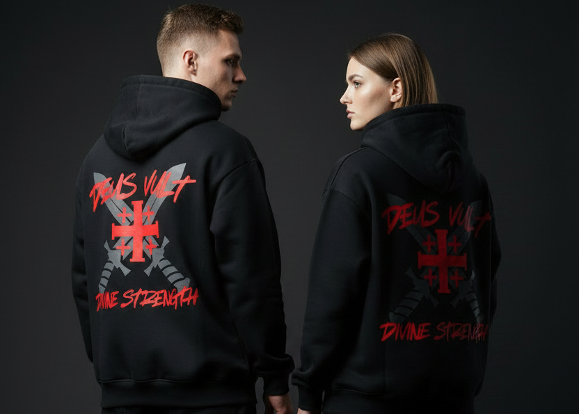 Deus Vult Box Hoodie - Full Back View