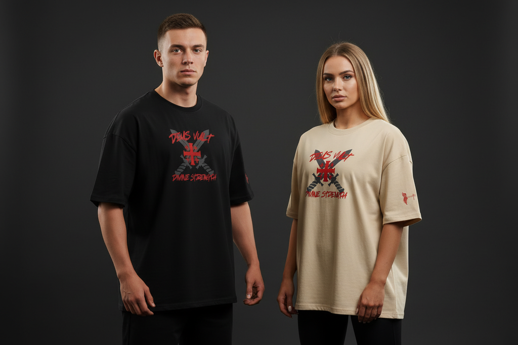 DEUS VULT DROP TEE - Black & Sand Lifestyle