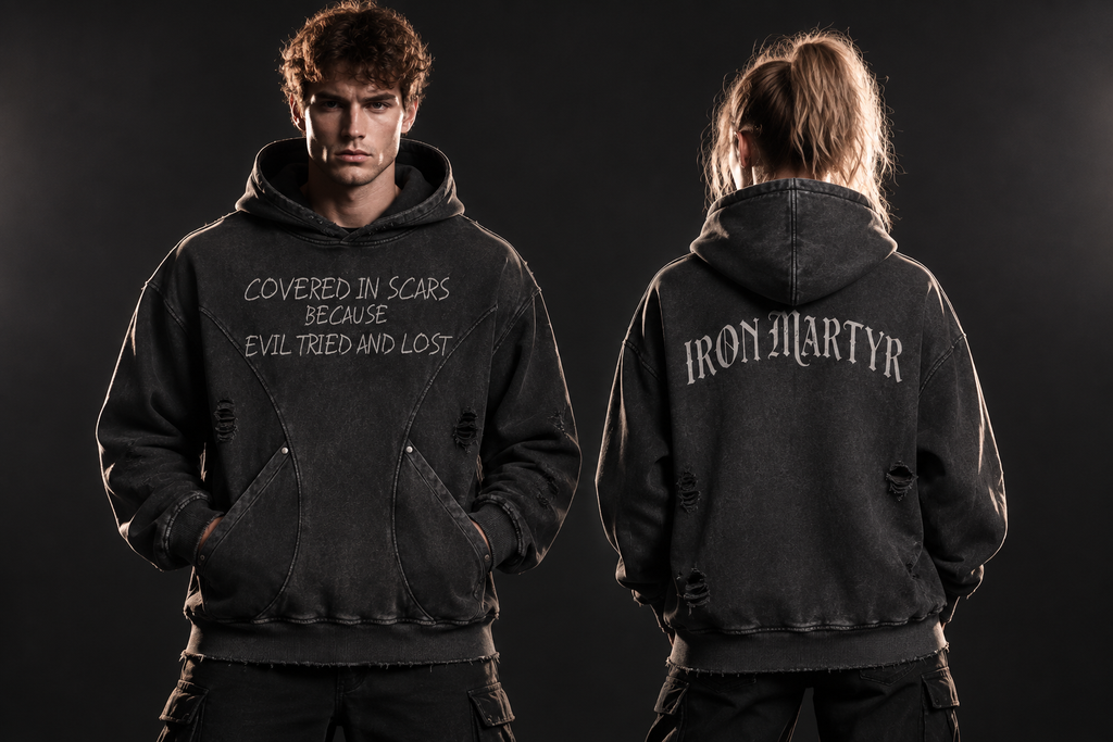 EVIL LOST Frayed Panel Hoodie — 1 Guy 1 Girl