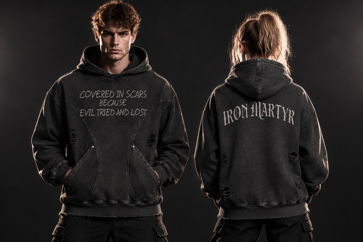 EVIL LOST Frayed Panel Hoodie — 1 Guy 1 Girl