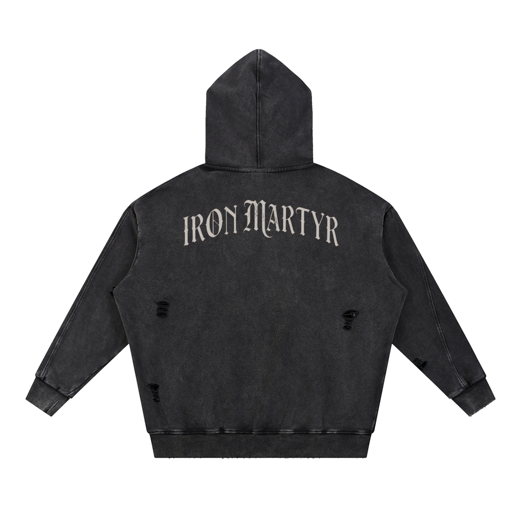 "EVIL LOST" Frayed Panel Hoodie