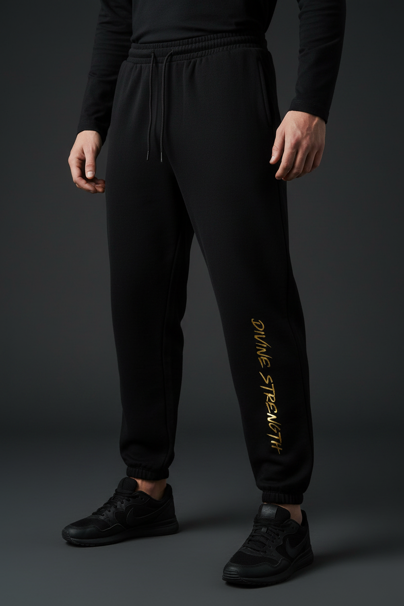 Gold Print Joggers — Male Angled