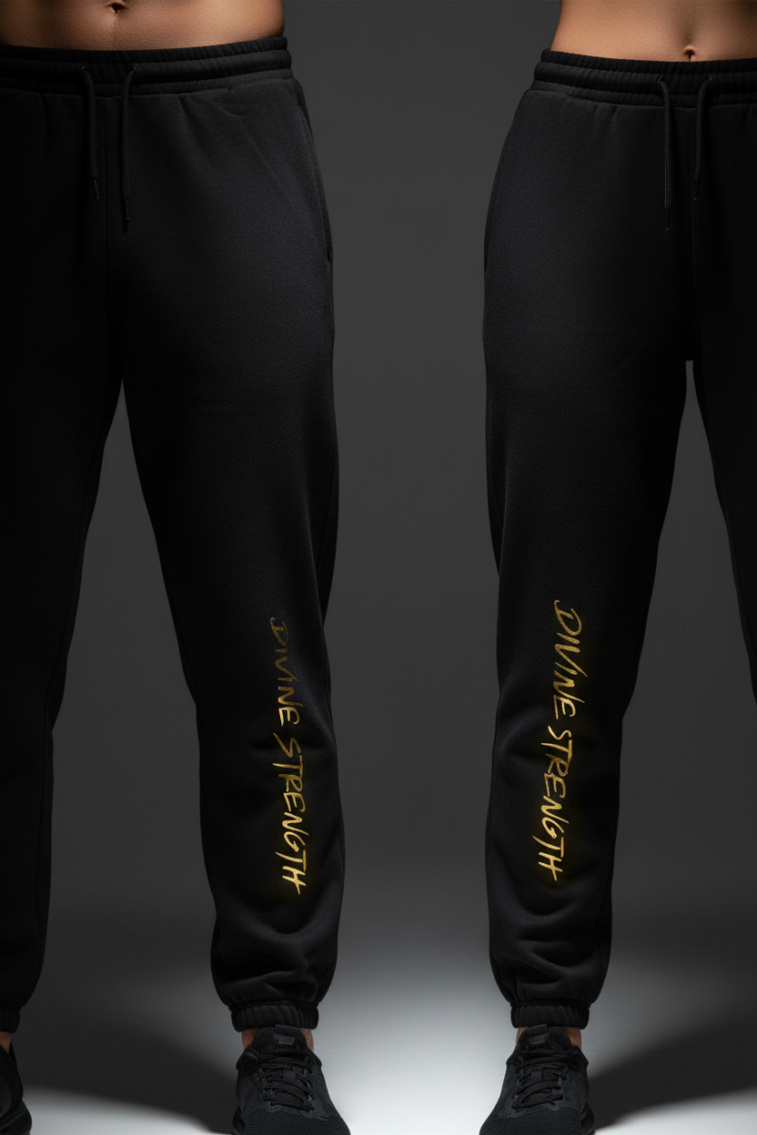 Gold Print Joggers — Ultra Close Script
