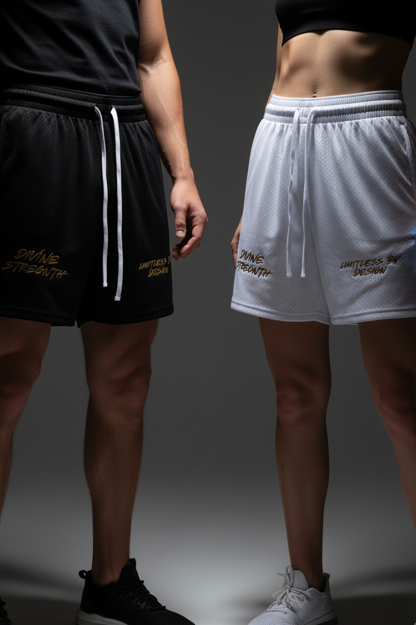 Limitless Mesh Shorts — Black & White Close