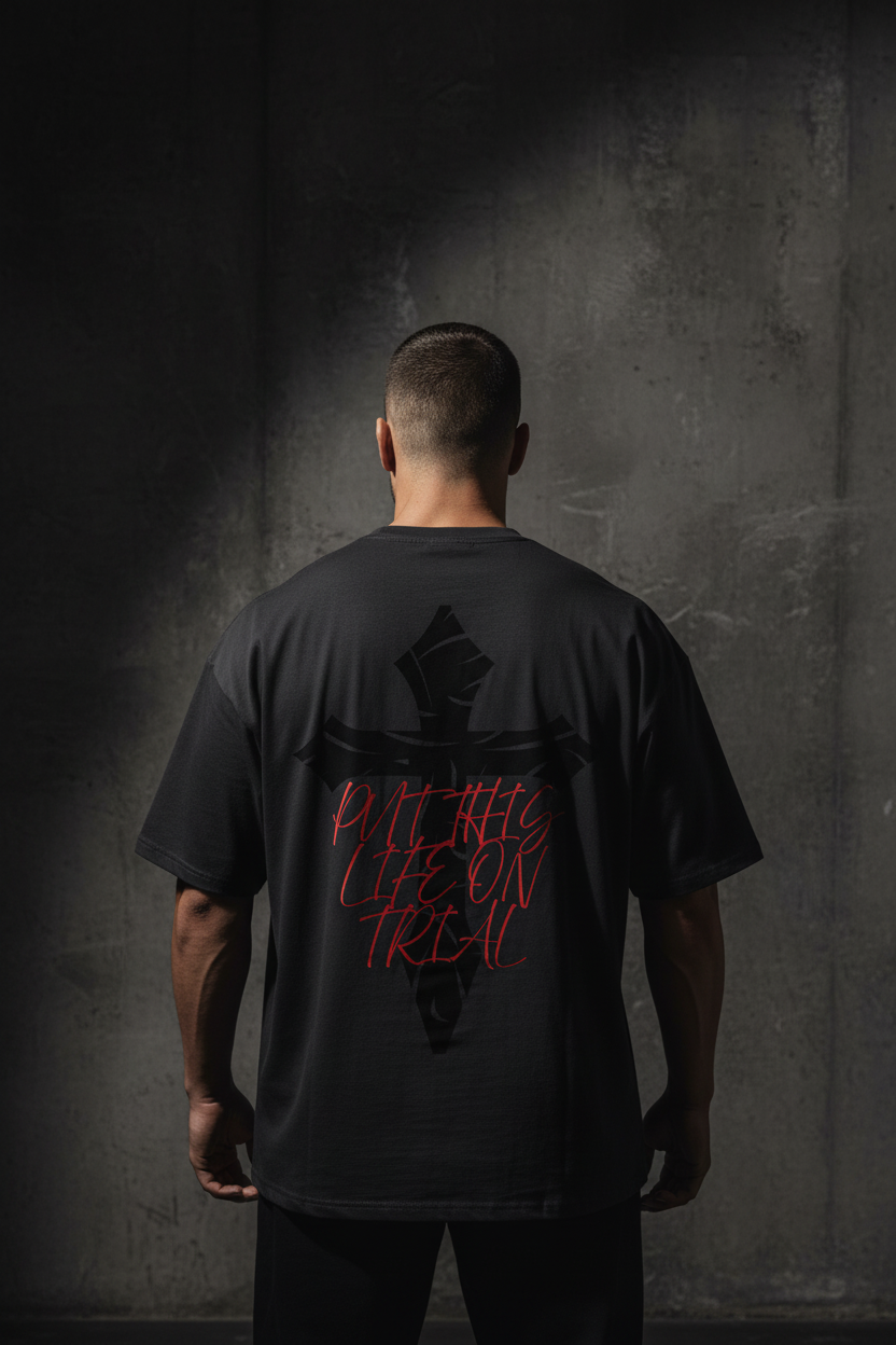 Man Black Tee Back