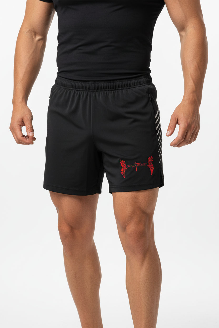 Men's Logo Side-Stripe Performance Shorts - Clothed Model