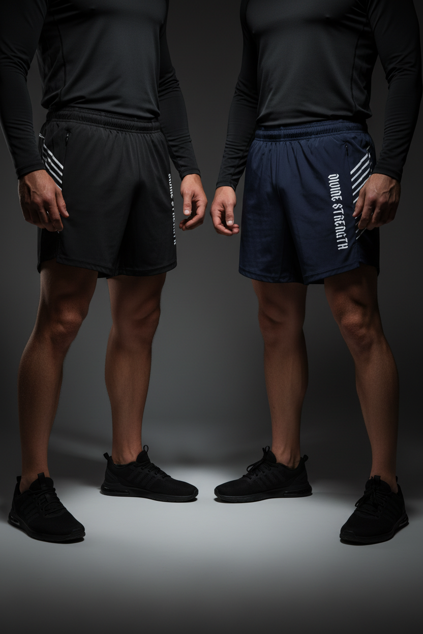 Side-Stripe Performance Shorts — Black & Navy Duo