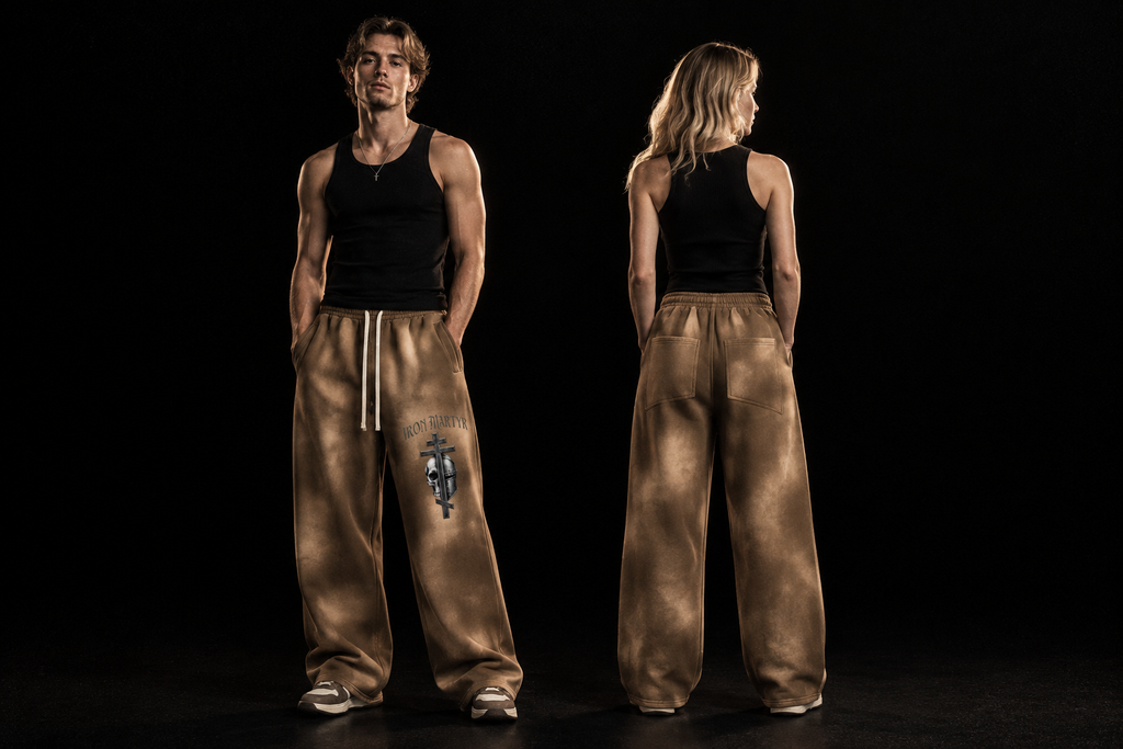 Sunfade Sweatpants — Brown, White Models