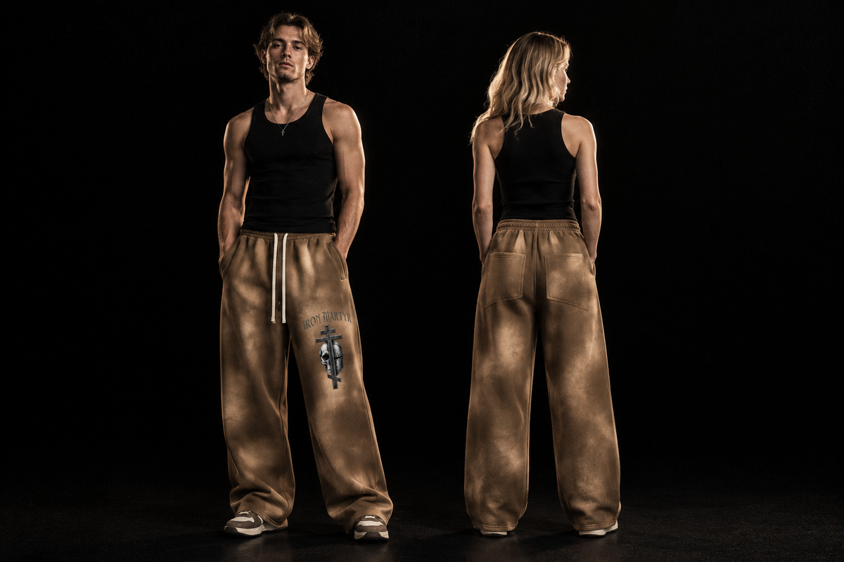 Sunfade Sweatpants — Brown, White Models