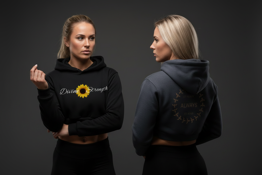 Women's Bee Kind Cropped Hoodie - Casual Back Detail
