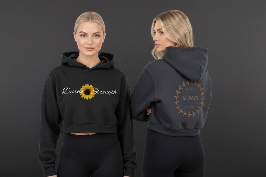 Women's Bee Kind Cropped Hoodie - Dark Grey Background