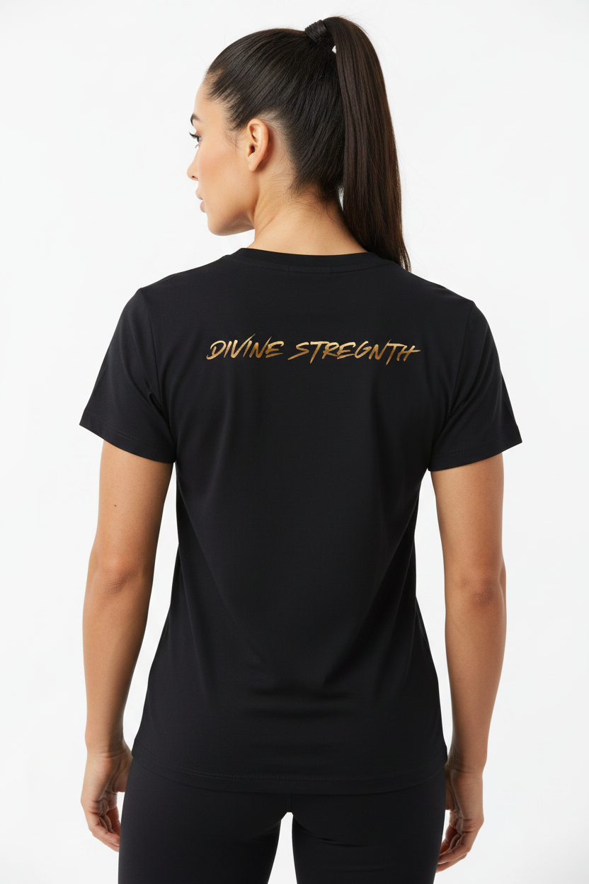 Womens Bee Kind Shoulder T-Shirt - Back View Athletic Model