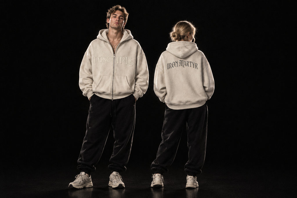 Zip Hoodie — Cream